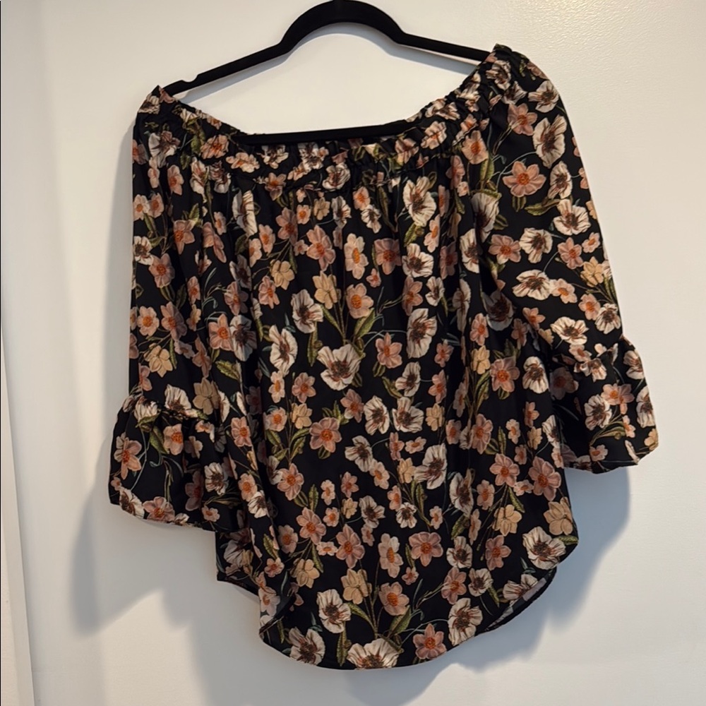 TopShop off the shoulder silky floral top
